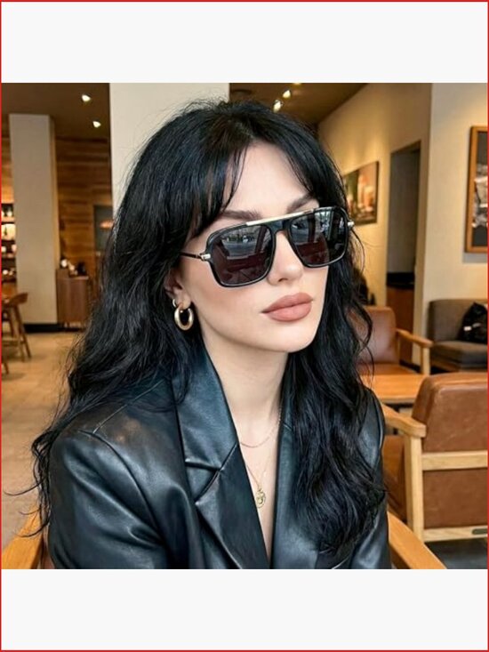 Retro Square Aviator Sunglasses with UV Protection main image 5